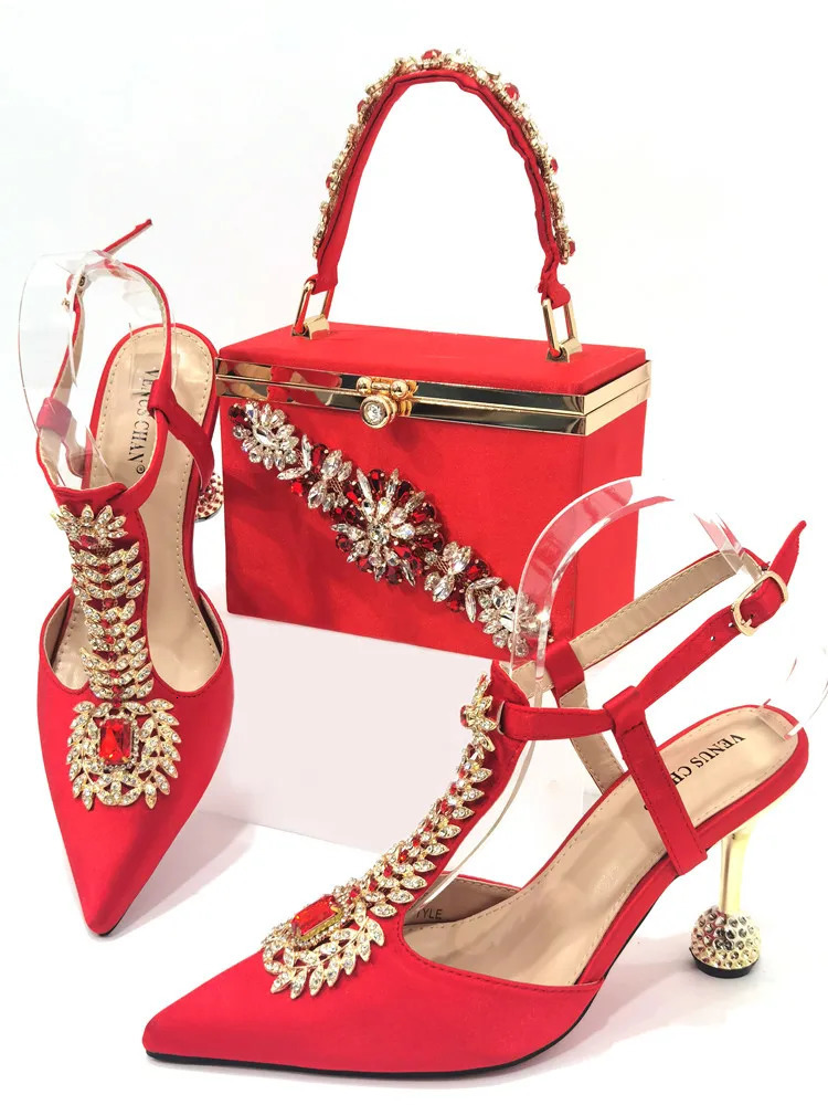 Doershow High Quality African Style Ladies Bags Latest gold Italian Shoes And Bag Set For Party HUY1-6 240702