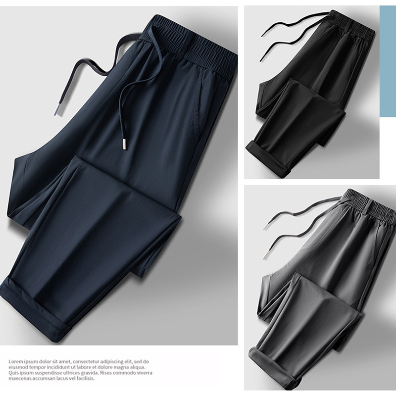 Flash Shipping - Quality Ice Silk Pants for Summer Large Size High Elastic Casual Sports Air Conditioning Pants, Men's Tights, Thin F7.3#33.32 dd