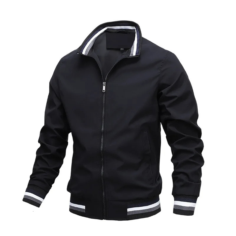 casual jacket for mens spring and summer sports solid color striped fashionable breathable motorcycle 240701wtt