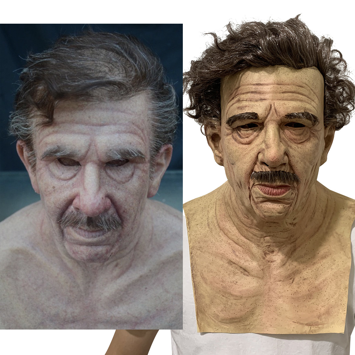 Halloween Latex Character Mask Head Cover Horror Old Lady Bald Old Man Mask Old Grandmother Grandpa mask