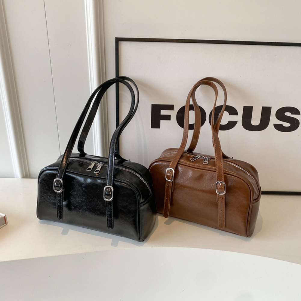 Women Boston Shoulder Bag Solid Color Fashion Handbag with Adjustable Strap Crossbody Bag Underarm Bag for Work Shopping Travel