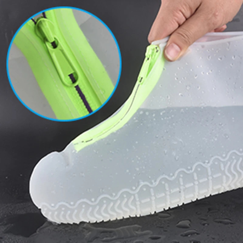Anti-slip For Unisex Reusable Silicone Rain Shoe Covers Zipper Overshoes Waterproof Shoes Cover New Women Galoshes 2024 240626