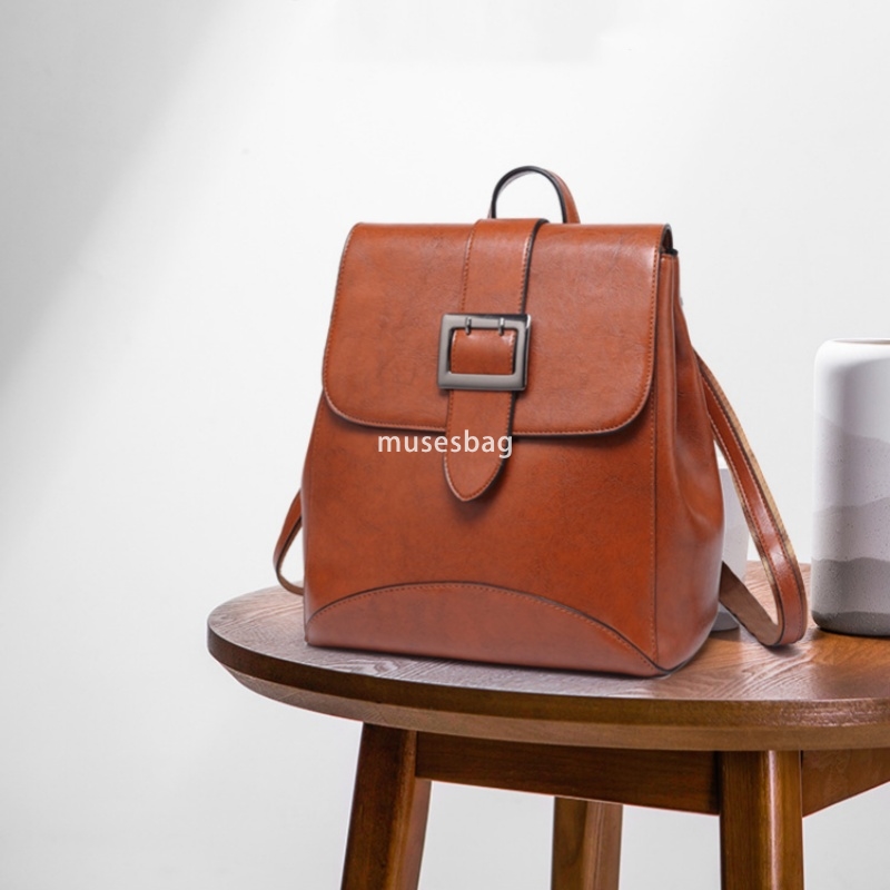 Advanced Women's Designer Oil Wax Leather Backpack Practical Simple Multi functional Fashionable and Trendy Bag Single Shoulder Crossbody Student