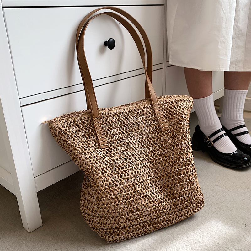 Hand-woven Women's Shoulder Handbag Bohemian 2022 Summer Fashion Straw Beach Tote Bag Travel Shopper Weaving Shopping Bags