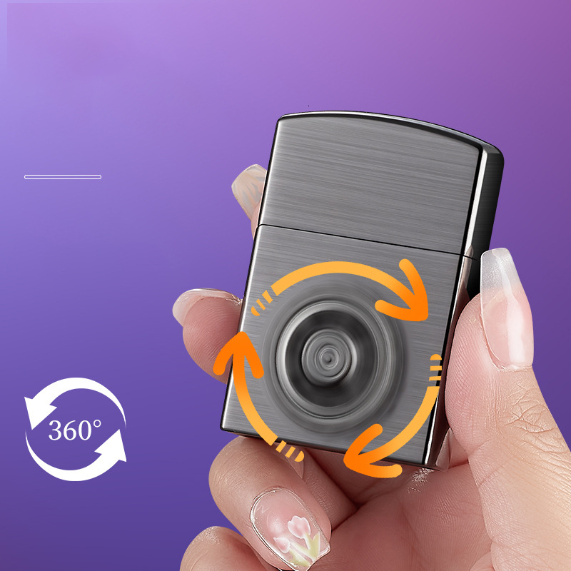 New Creative Smart Gas Unfilled-Electric Lighter Decompression Turntable Voice-Controlled Ignition Usb Charging R Accessorie W260202