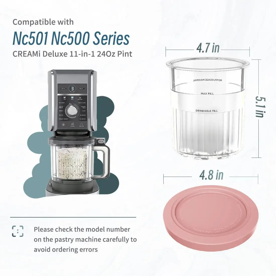 For Ninja Creami Deluxe 11-in-1 XL Family Size NC500/NC501 Pints 4 Pack 24oz Dishwasher Safe BPA-Free Leak Proof Assorted Colors 240624