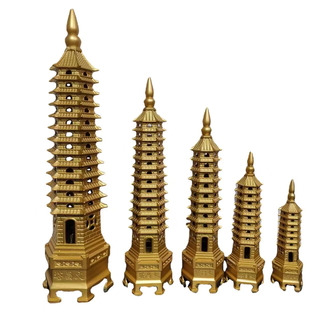 Brass Wenchang Pagoda Decorations Feng Shui Office Desk Study Bronze Decorations 7th Floor 9th Floor 13th Floor