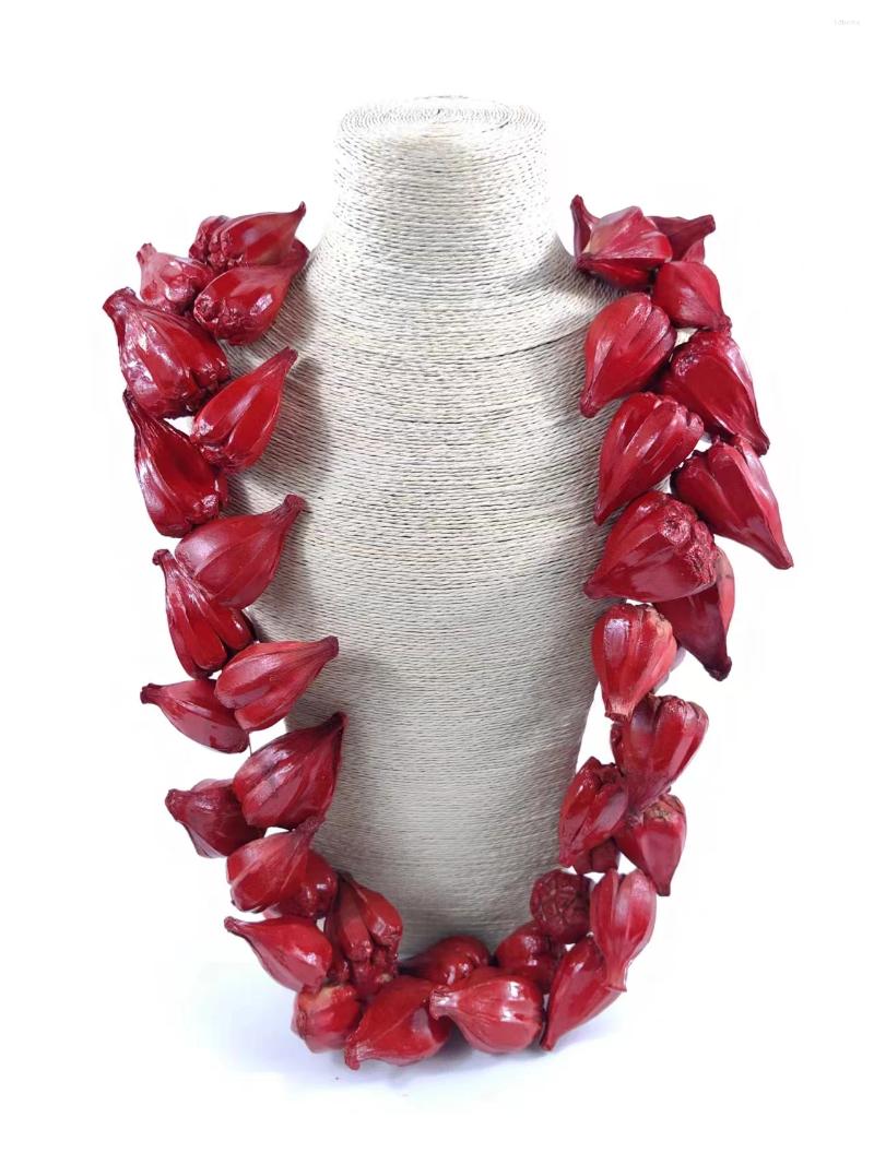 Decorative Flowers Traditional Natural Red Ula Fala Necklace Formal Occasions Handmade Men And Women Accessories For Celebratory