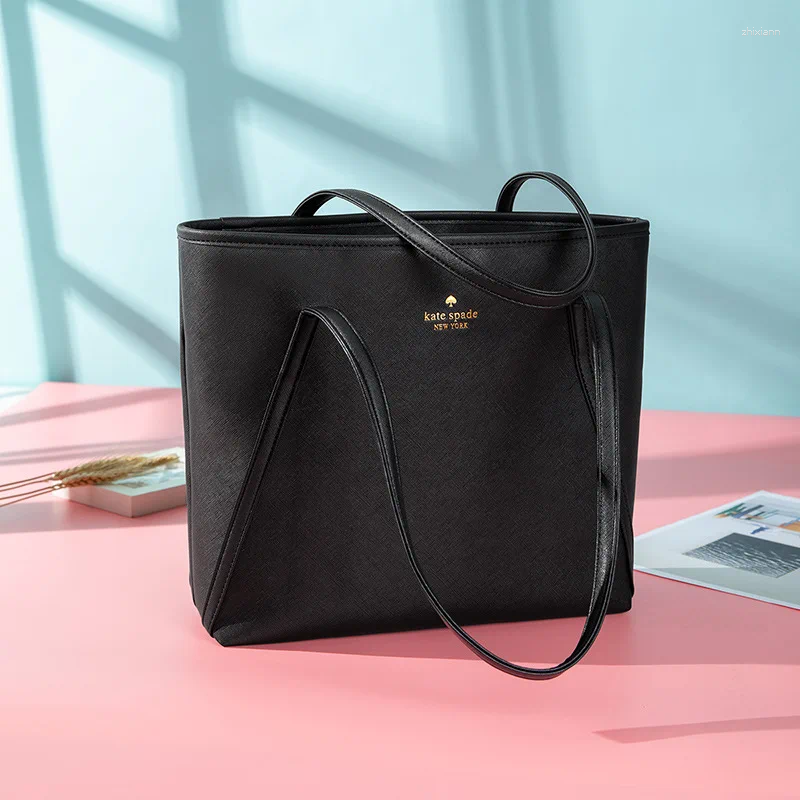 Shoulder Bags Two Top Handles Women's With Zipper Handbags Women Large Capacity Female Solid Black Big