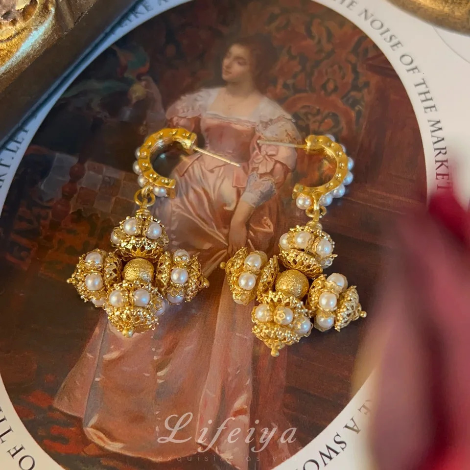 Inspired cross Portuguese transporter bead earrings for women Roman vintage court jewelry 240702