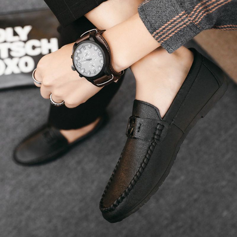 On Ddmysports Slip Soft Leather Korean Casual Shoes Summer New Men S Versatile And Trendy Outdoor Shoes