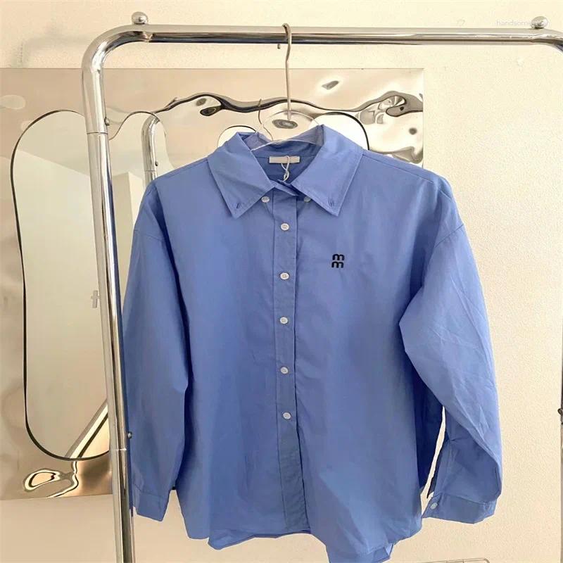 Women's T Shirts Men's Spring Outdoor Fashion Embroidered Letter Buttons Lapel Long Sleeve Slim Shirt