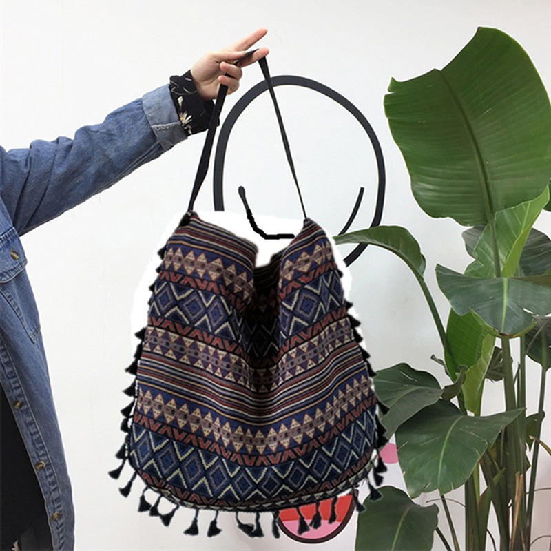 New Vintage Bohemian Fringe Shoulder Bag Women Tassel Boho Hippie Gypsy Fringed Women's Handbags Open Bags