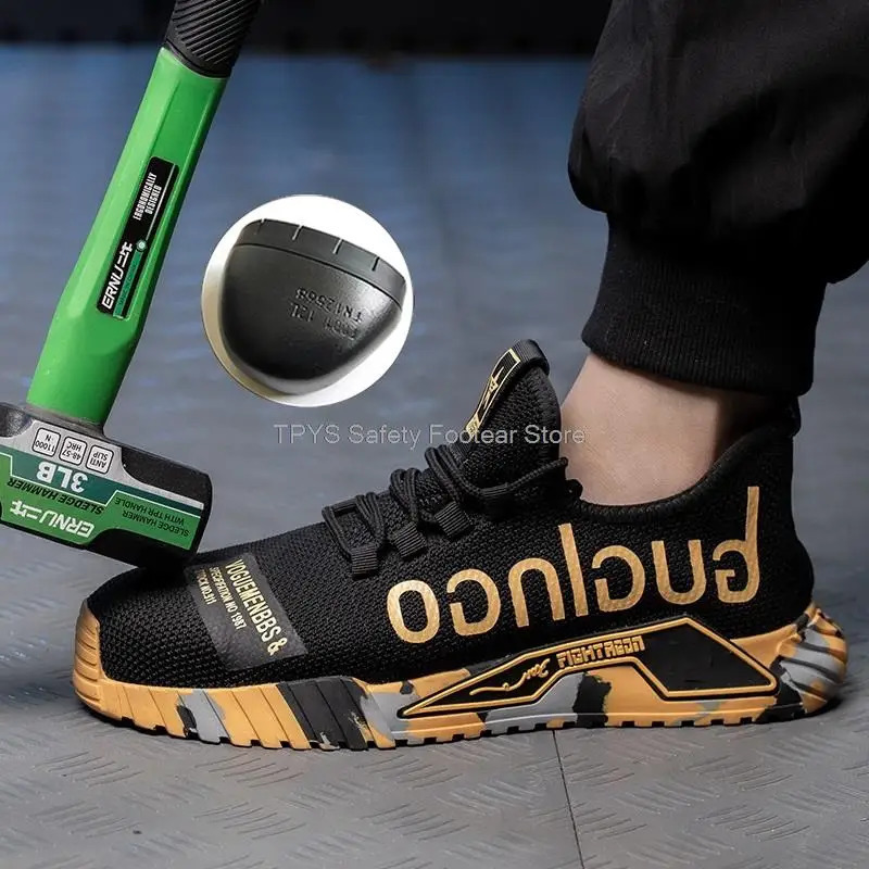 Lightweight Steel Toe Safety Shoes Men Anti-puncture Work Shoes Men Breathable Industrial Shoes Indestructible Work Safety Boots 240702