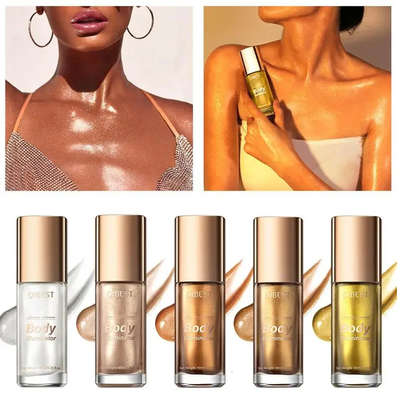 Fashion Body Shimmer Oil High Gloss Glitter Makeup For Face Body Highlight Makeup Moisturizing Waterproof Shimmer Eyeshadow 240705