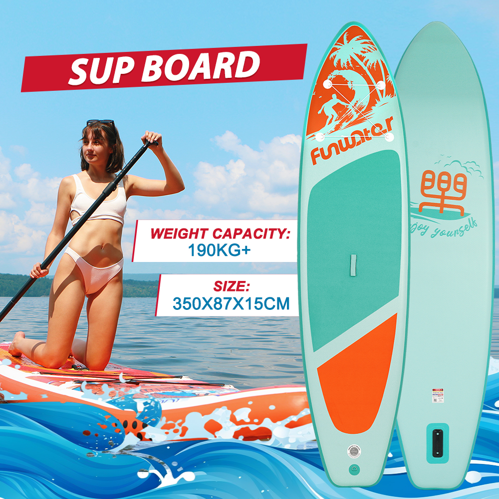 FunWater SUP Surfboard paddleboard 350CM/335CM inflatable stand up paddle board sup supboard padel water sport with Backpack Paddles coconut tree koi 