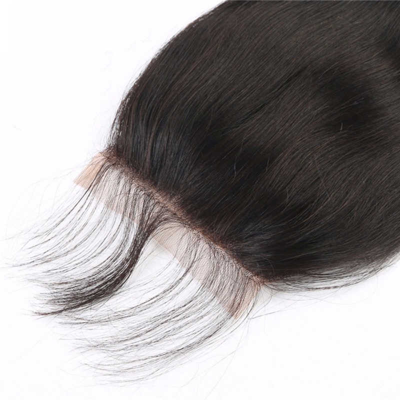 Brazilian Malaysian Indian 100% Human Virgin Hair 4X4 Lace Closure Free Part Straight 10-24inch Natural Color