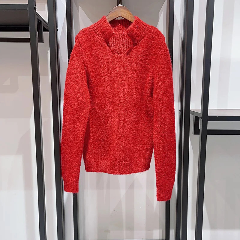 Women Autumn and Winter Soft Knitted Number Star Jacquard Wool Blend Sweater Cardigan 240701wtt