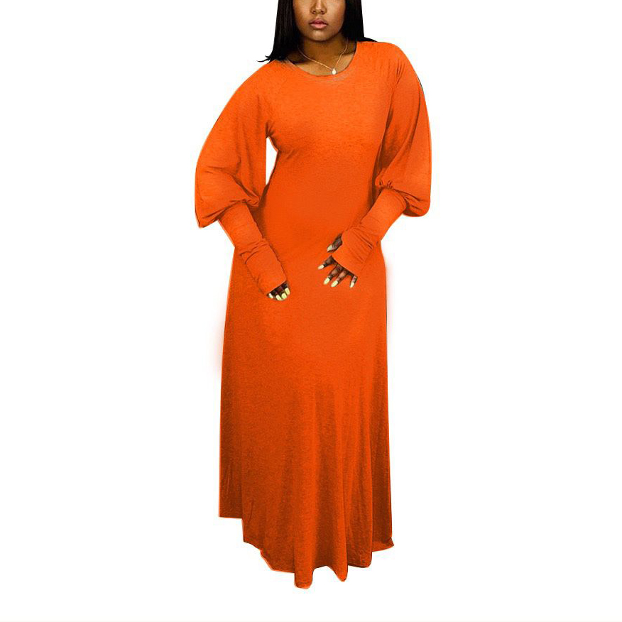 Women Long Sleeve Casual Dresses Autumn Winter Loose Plain Maxi Dress Elegant Cute Long Dress Floor Length