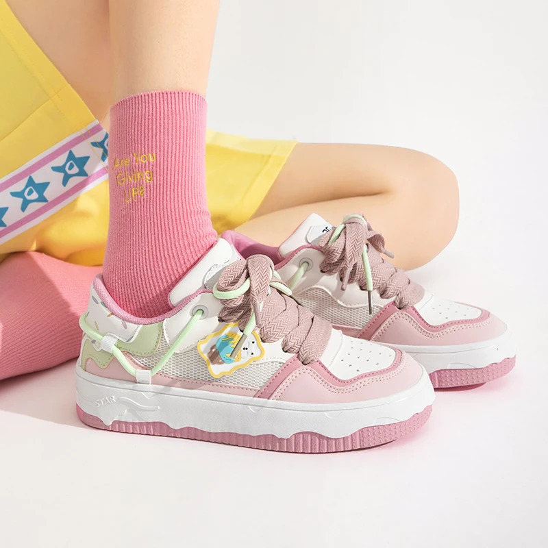 TuoPin Ice cream color womens shoes Cute womens casual shoes Color matching preppy womens sneakers Cake board shoes 240703