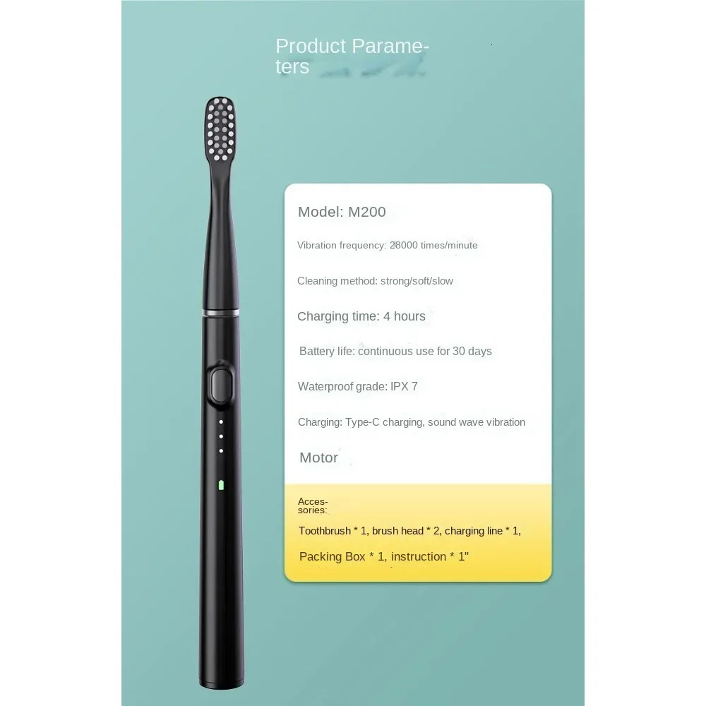 Electric toothbrush with fine fork sound wave toothbrush hollow cup motor household travel toothbrush IPX7 waterproof electric brush 240702