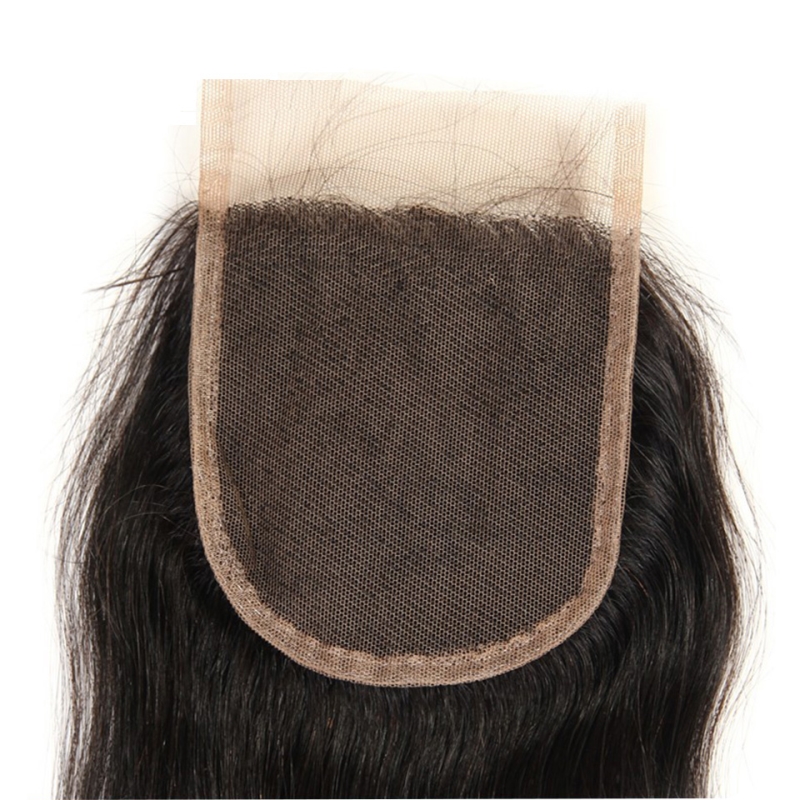 Brazilian Malaysian Indian 100% Human Virgin Hair 4X4 Lace Closure Free Part Straight 10-24inch Natural Color