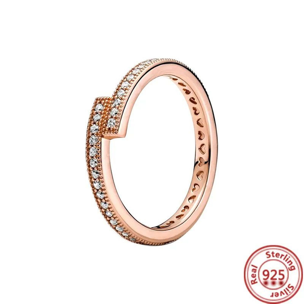 designer new pure sier purple flower transparent heart shining rose gold ring ladies exquisite jewelry gift