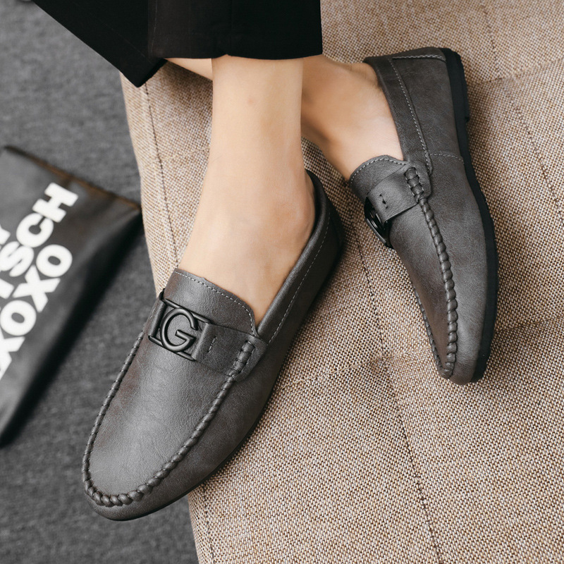 On Ddmysports Slip Soft Leather Korean Casual Shoes Summer New Men S Versatile And Trendy Outdoor Shoes