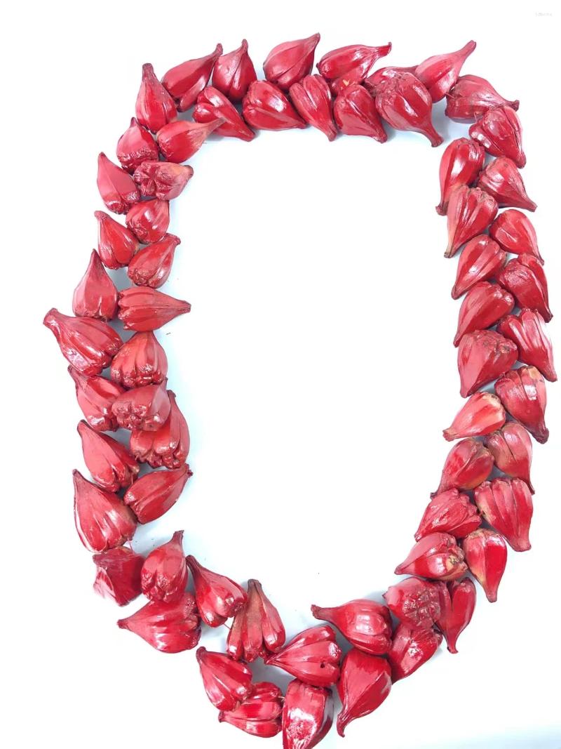 Decorative Flowers Traditional Natural Red Ula Fala Necklace Formal Occasions Handmade Men And Women Accessories For Celebratory