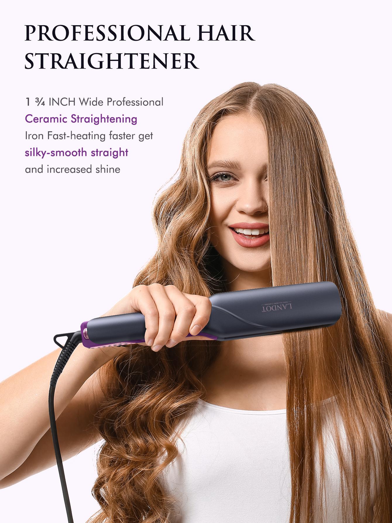 US stock Straightener and Curler 2 in 1 - Professional Ceramic Straightening Curling Iron for Straighten Curl Wave Hair - Dual Voltage 12 Digital Heat