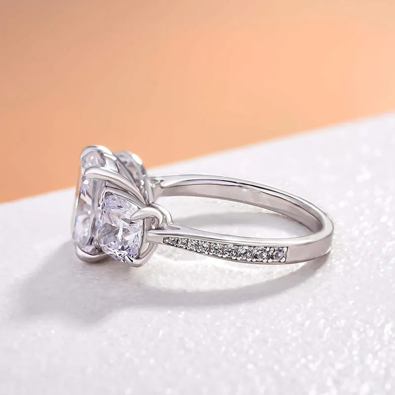 Drop Ship Stunning Wedding Rings Choucong Elegant Luxury Jewelry Three Stone 925 Sterling Silver Cushion Shape 5A Zircon CZ Diamond Women Wedding Ring