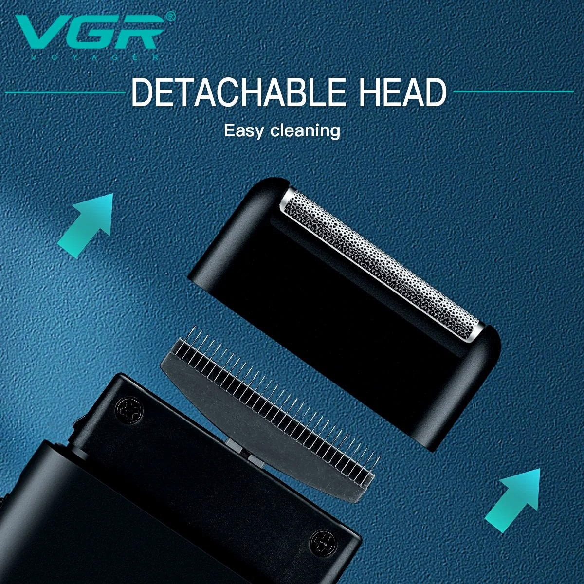 VGR electric shaver professional beard trimming shaver portable mini shaver reciprocating shaver 2-blade USB charging men 240703