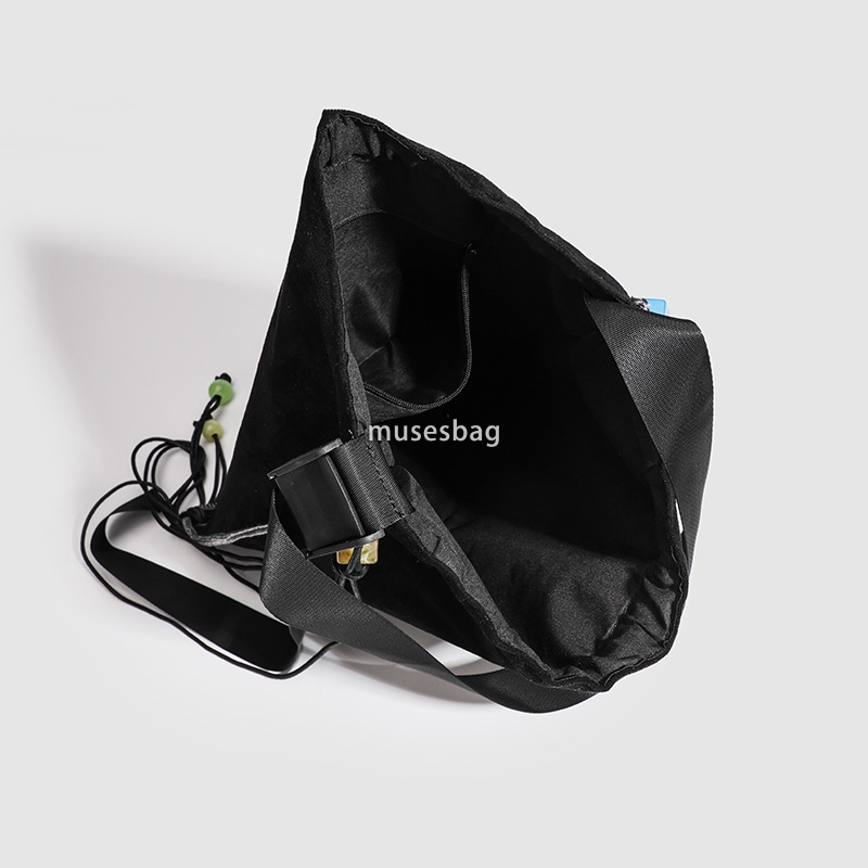 High quality women's high-end new fashion niche black star drawstring simple and large capacity backpack crossbody bag Instagram trend multiple c