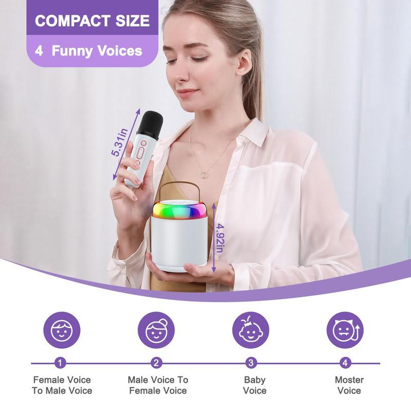 Mini Karaoke Machine for Kids with 2 wireless microphones Portable Bluetooth 5.3 Speaker LedLights Karaoke Gifts for Girls Boys Adult Birthday