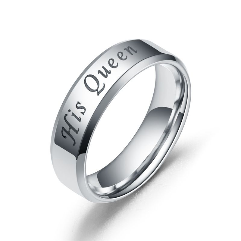 Popular Silver Black Stainless Steel Rings His Queen Her King Rings Fashion Couple lover Promise Ring for Women Man Distance Ring Gift Fashion Jewelry