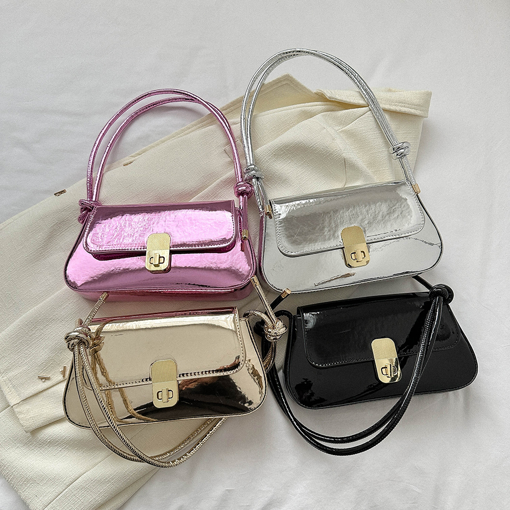 Women Crossbody Knotted Straps Bright PU Casual Handbags Underarm Fashion Simple Hasp Closure Female Messenger Bag Totes H7.3#16.5 ddmy 8a29