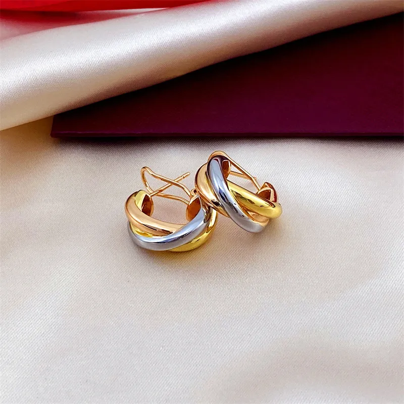 Luxury earrings Trinity earrings fashion luxury love earrings tri color rose gold and silver ladies earrings European and American fashion style ladies earrings
