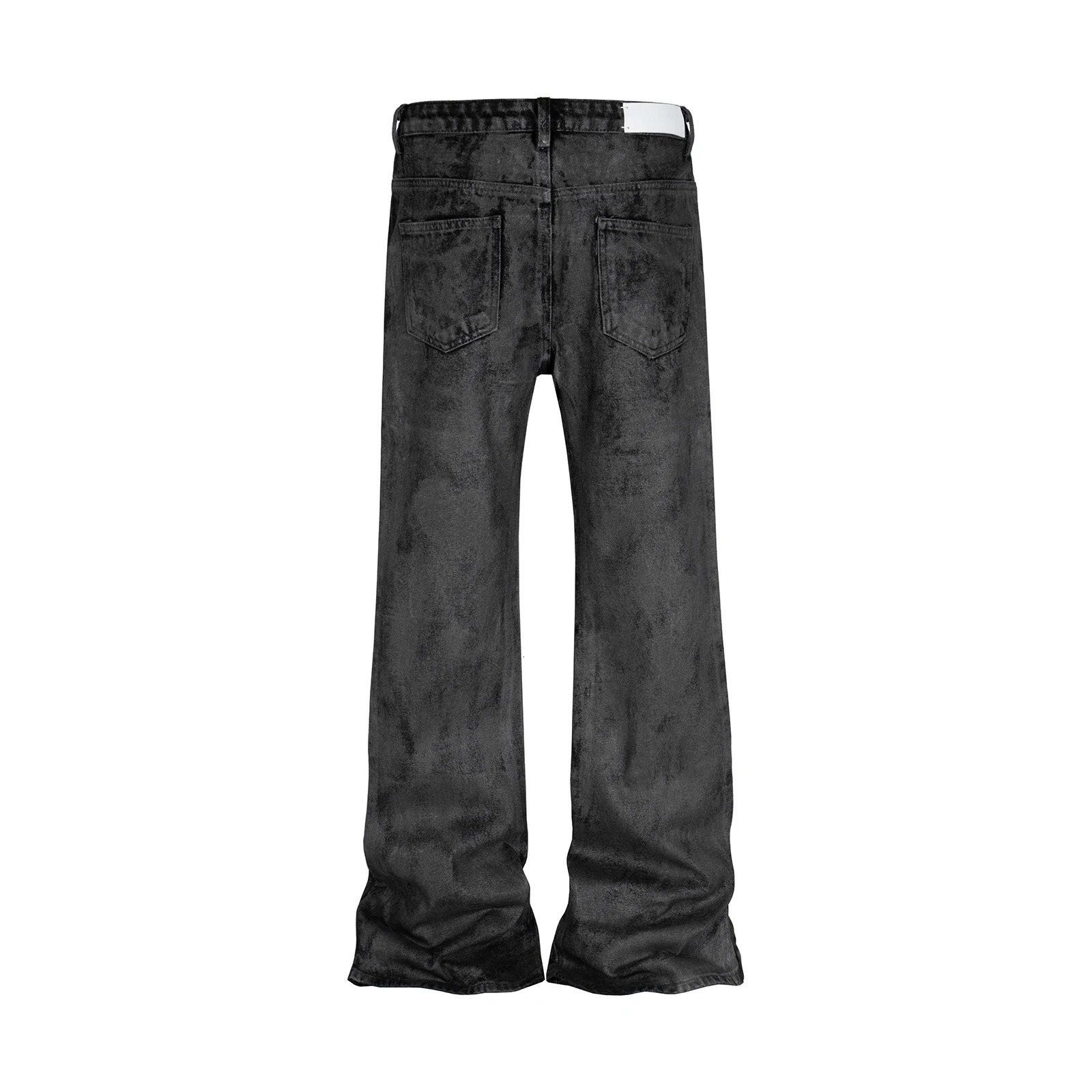 High Street Hand Brushed Glue Sparkling Baggy Flare Jeans for Men Y2k Pantalones Hombre Leather Pants Oversized Denim Trousers 240626