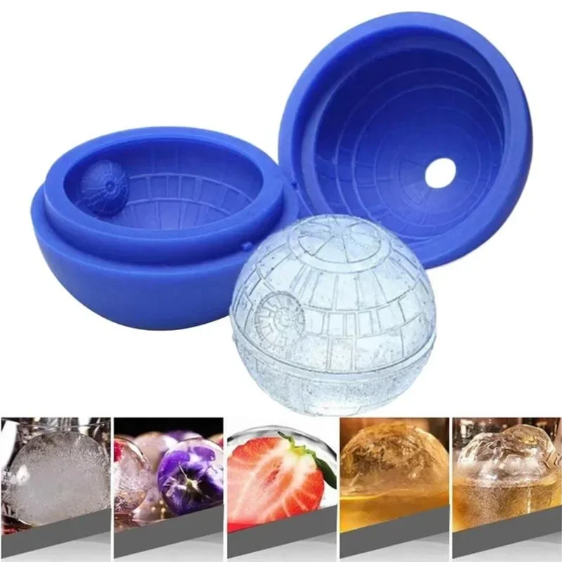 Hot Creative Silicone Blue Death Star Round Ball Ice Cube Mold Tray Desert Sphere Mould DIY tail