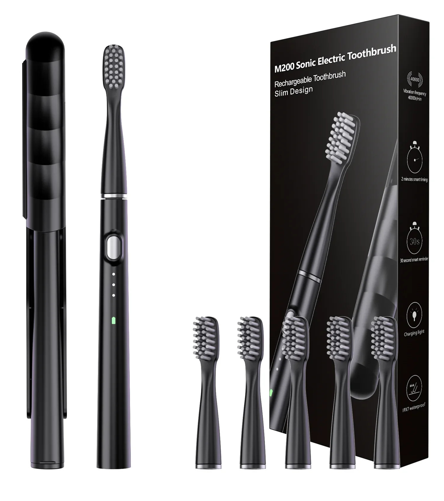 Electric toothbrush with fine fork sound wave toothbrush hollow cup motor household travel toothbrush IPX7 waterproof electric brush 240702