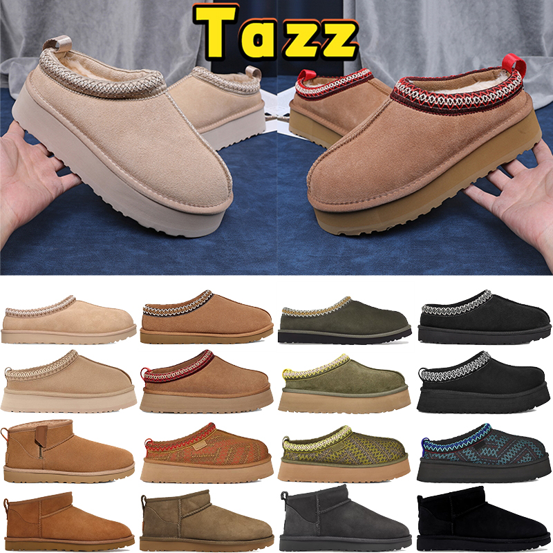 Luxury tazz tasman slippers designer slip-on fur slides australia ultra mini platform boots men women snow boot winter woolen suede sheep skin ankle booties size 35-44