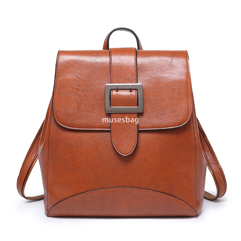 Advanced Women's Designer Oil Wax Leather Backpack Practical Simple Multi functional Fashionable and Trendy Bag Single Shoulder Crossbody Student
