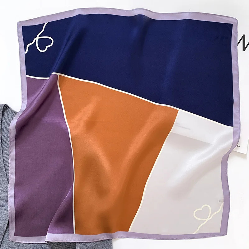 2024 Pashmina 100% Mulberry Silk Scarf Fashion Women Summer Beach Small Scarves Shawl Poncho 53*53cm Hijab Bandana Kerchief 240702