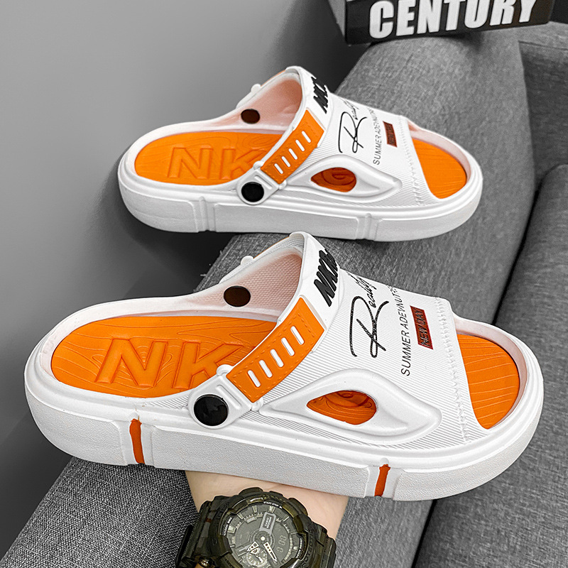 One word slipper for men, summer wearing with a feeling of stepping on feces, soft soled sports sandals for men, beach casual slippers, large size