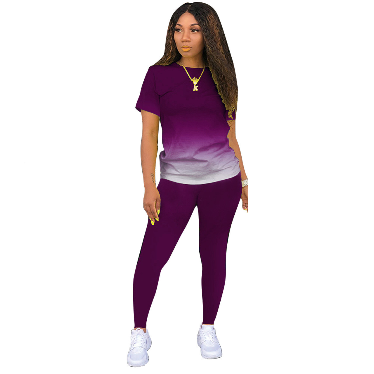 Women's Two Piece Pants Tracksuits Women 2 Pieces Sets short Sleeve O-Neck Pullover Top Trousers Sportswear Sports Suit Female Clothes Spring 220