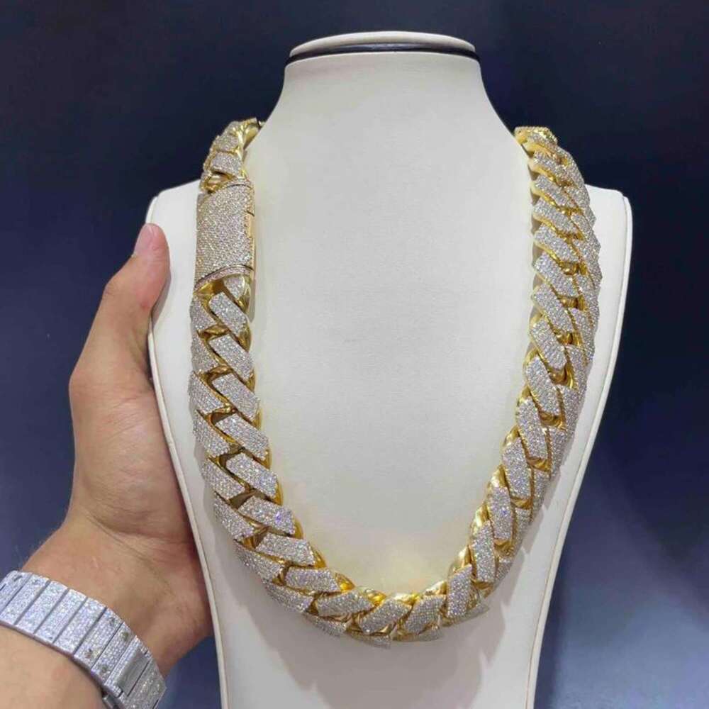 Top Quality Iced Out 20Mm VVS Lab Grown Diamond Cuban Link Chain Miami Hip Hop 10K Gold / Lab Grown Diamonds