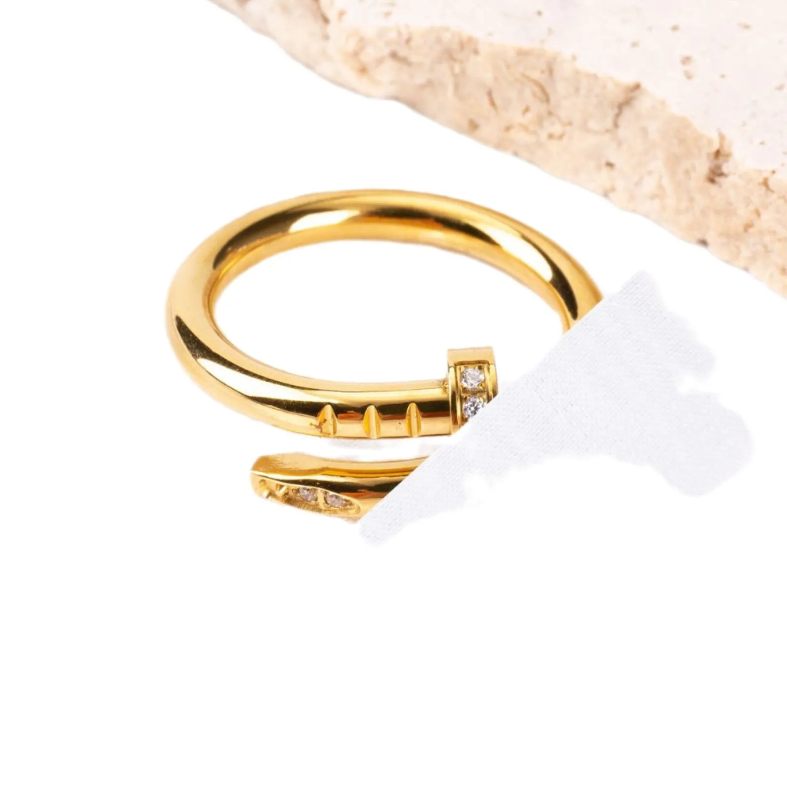 Designer Nail ring Diamond ring women Band rings Stainless Steel Electroplated Fashion Classic designer jewelry 18K Gold rings wedding party
