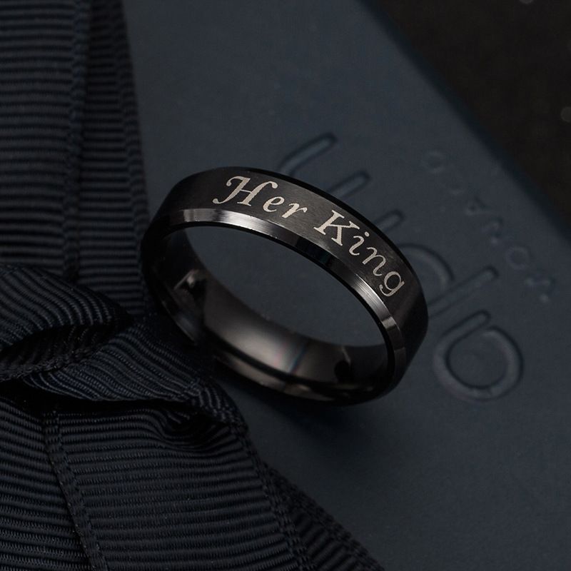 Popular Silver Black Stainless Steel Rings His Queen Her King Rings Fashion Couple lover Promise Ring for Women Man Distance Ring Gift Fashion Jewelry