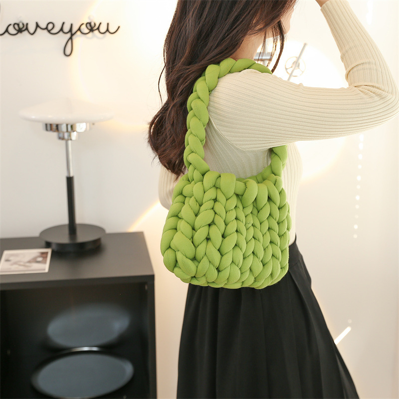 Rope Crochet Handmade Acrylic Chain Underarm Bag Designer Knitting Crossbody Bags for Women Woven Chunky Knit PurseH7.3#18.5 ddmy 7080