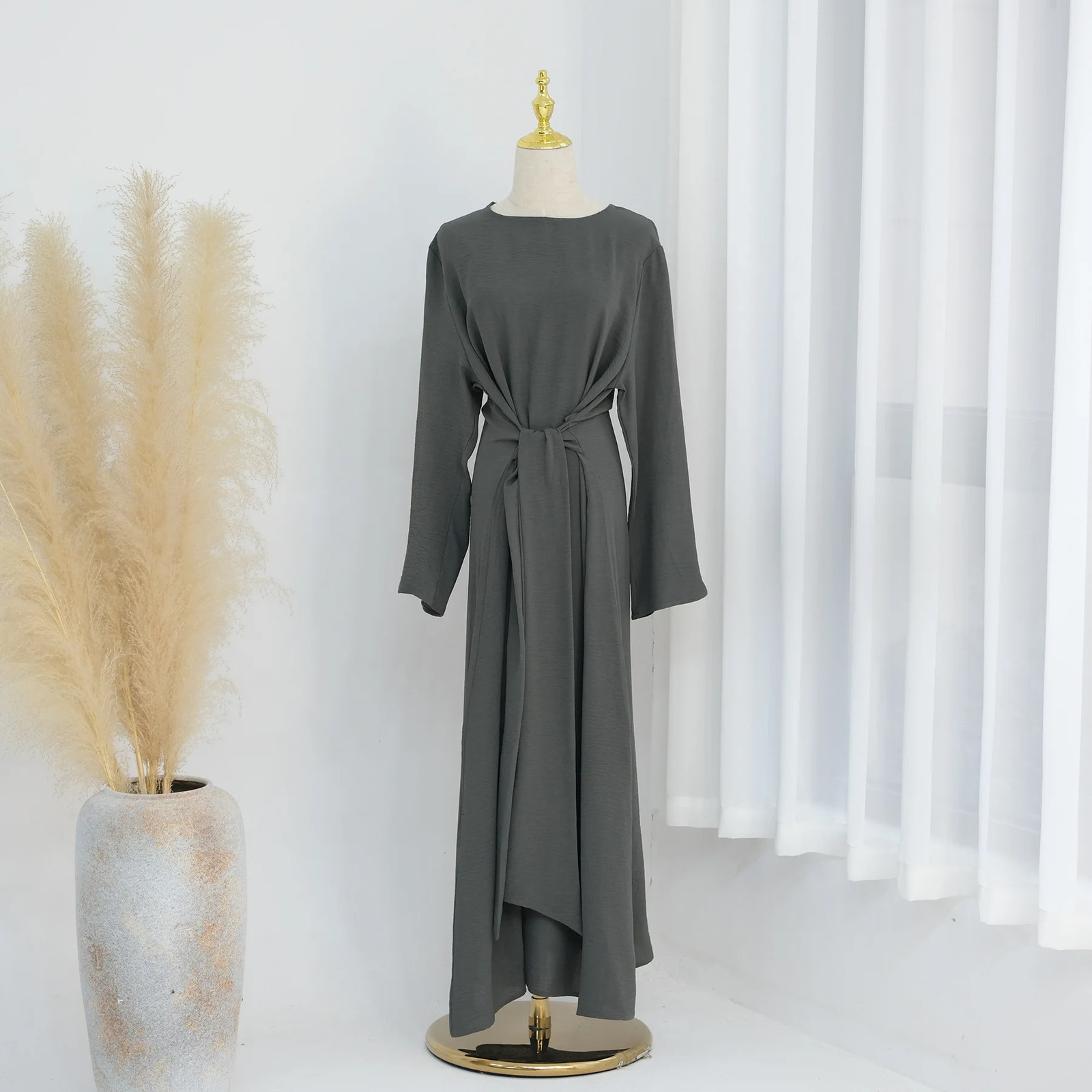 2024 Saudi Arabia Muslim Modest Dress for Women Ramadan Dubai Abaya Islam Solid Color Prayer Clothing Fashion Turkey Plain Gown 240701